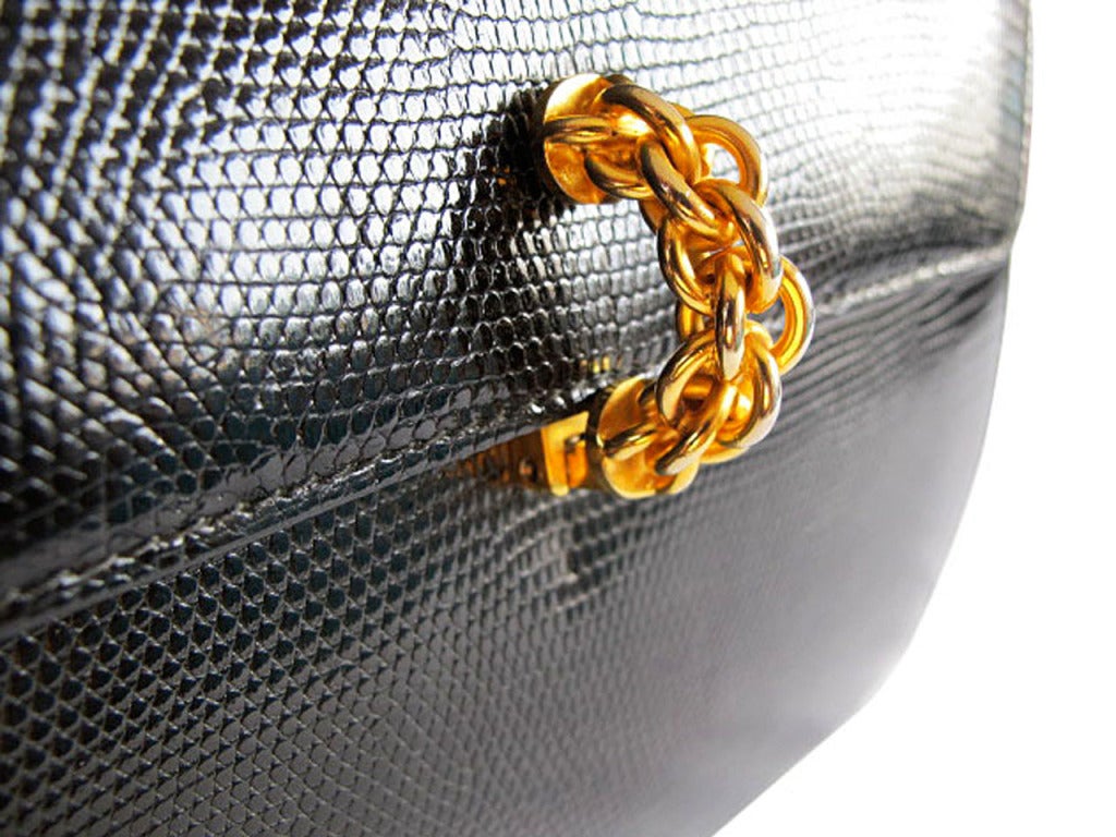 1980's Paloma Picasso Black Lizard Bag 1