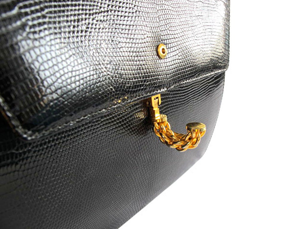 1980's Paloma Picasso Black Lizard Bag 2