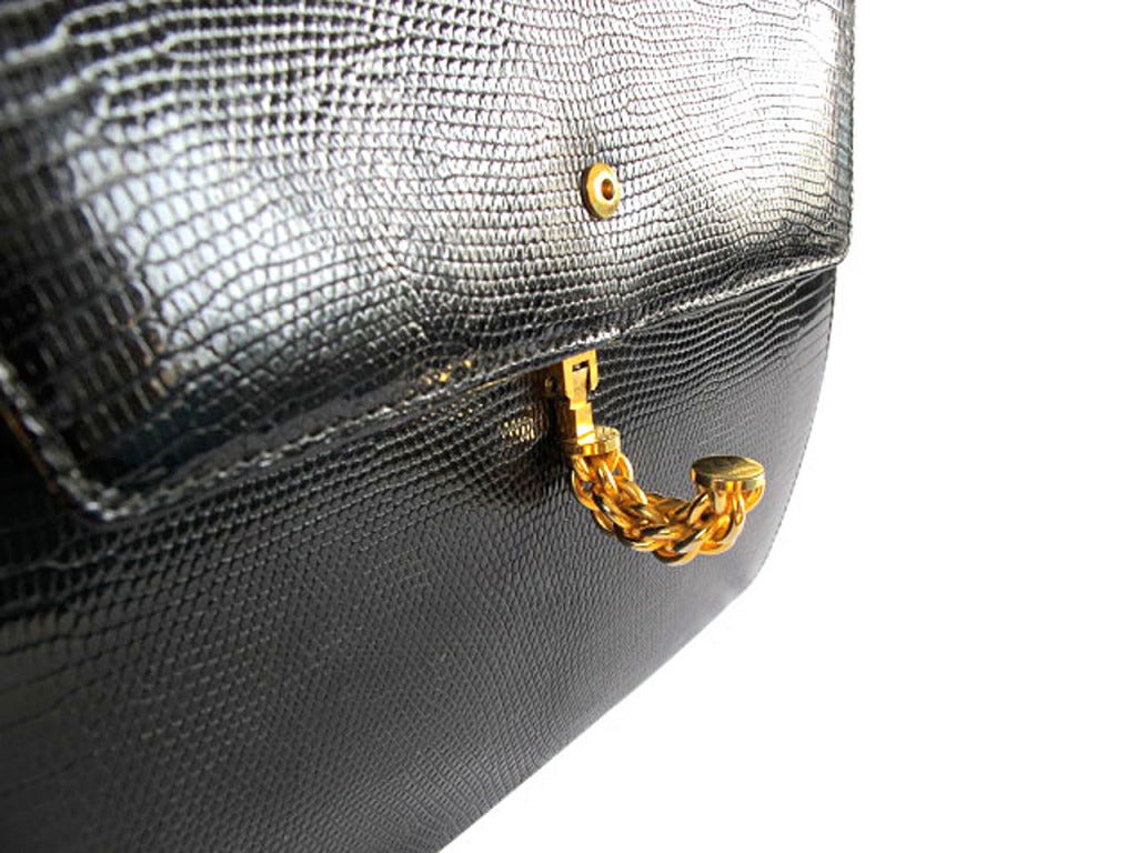 1980's Paloma Picasso Black Lizard Bag 3