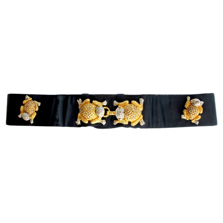 1978 Judith Leiber Jewel Encrusted Frog Belt For Sale