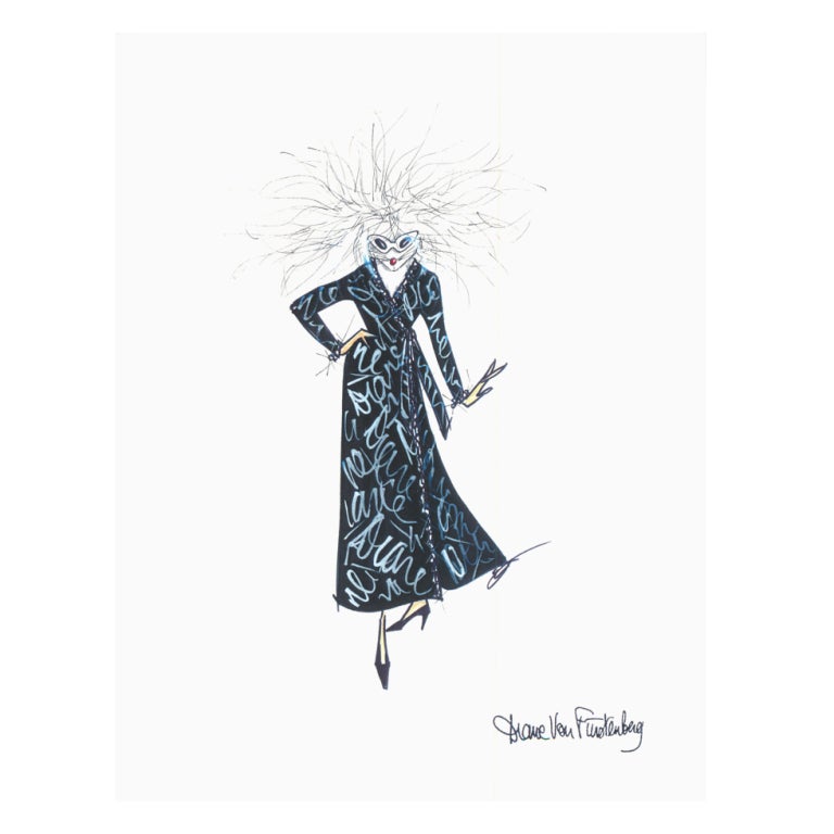 Mouse Couture Sketch by Diane Von Furstenberg For Sale