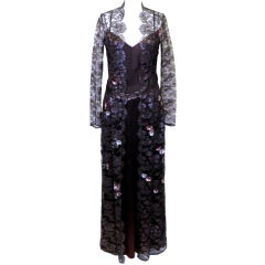 Dice Kayek Slip Dress with Embellished Lace Overdress