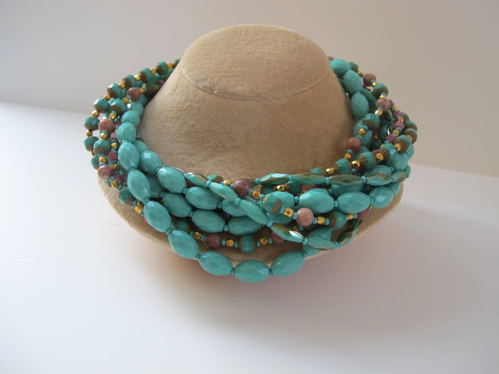 Jose Barrera Multi-Strand Faceted Beaded Necklace In Excellent Condition For Sale In San Francisco, CA