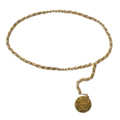 1960's Chanel Gold Tone & Braided Silk Belt