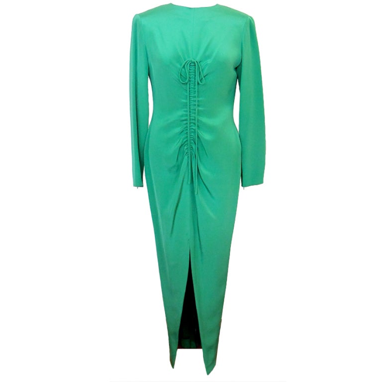 Oscar de la Renta Kelly Green Evening Gown For Sale