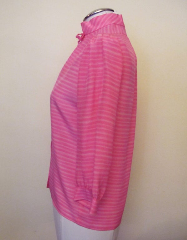 Pink 1960's to 1970's Courreges Silk Blouse For Sale