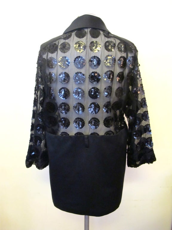 Black Courreges Sequined Cocktail Tunic with Polka Dot Detail For Sale