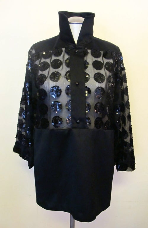 Courreges Sequined Cocktail Tunic with Polka Dot Detail In Excellent Condition For Sale In San Francisco, CA