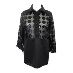 Vintage Courreges Sequined Cocktail Tunic with Polka Dot Detail
