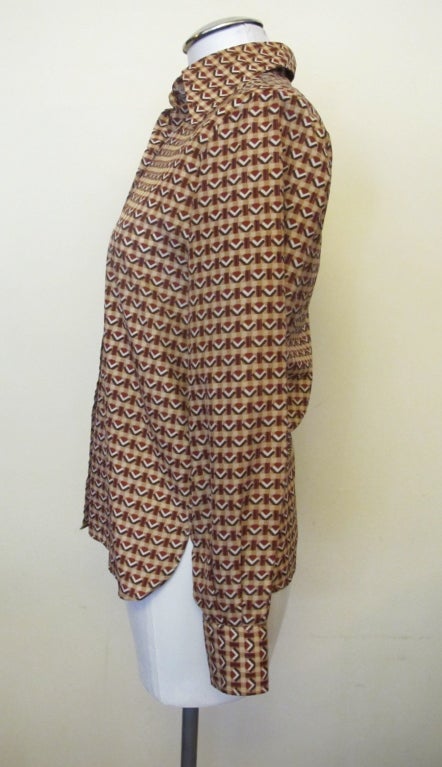 Brown 1970's Guy Laroche Blouse For Sale