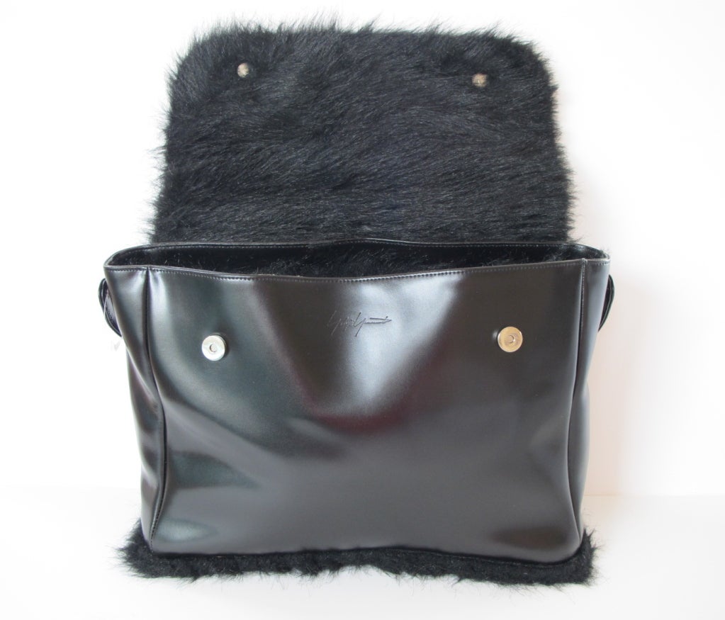 Yohji Yamamoto Black Leather Handbag 1