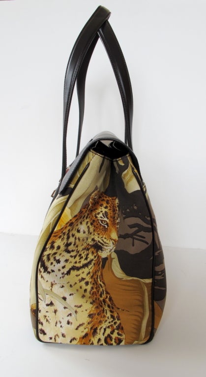 Salvatore Farragamo Jungle Leopard Handbag In Excellent Condition For Sale In San Francisco, CA