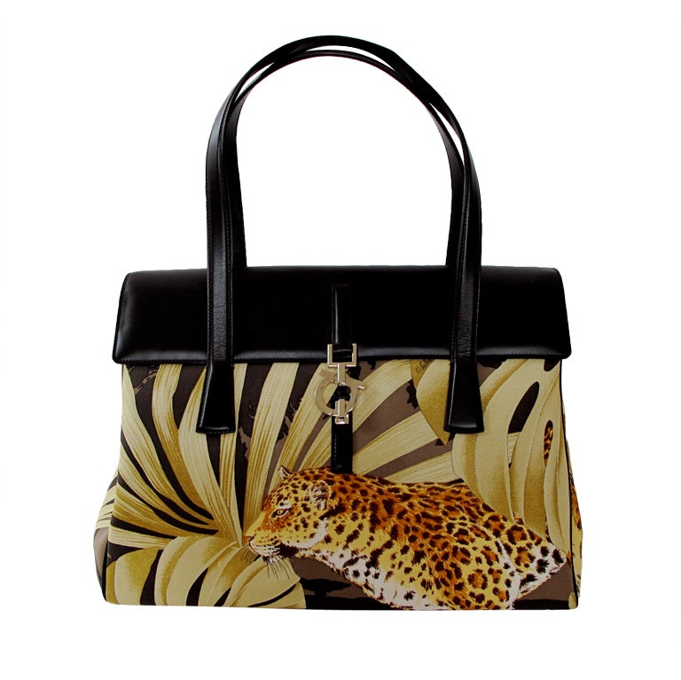 Salvatore Farragamo Jungle Leopard Handbag For Sale