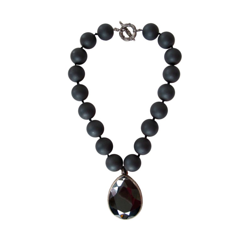1980's Stephen Dweck Sterling Silver Faceted Hematite Necklace For Sale