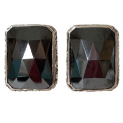 Retro 1980's Stephen Dweck Clip-on Hematite Earrings