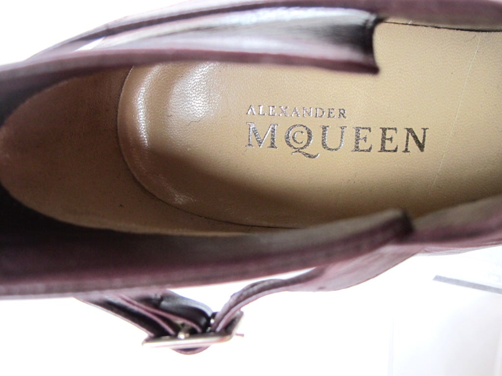 Alexander McQueen Burgundy Booties For Sale 1