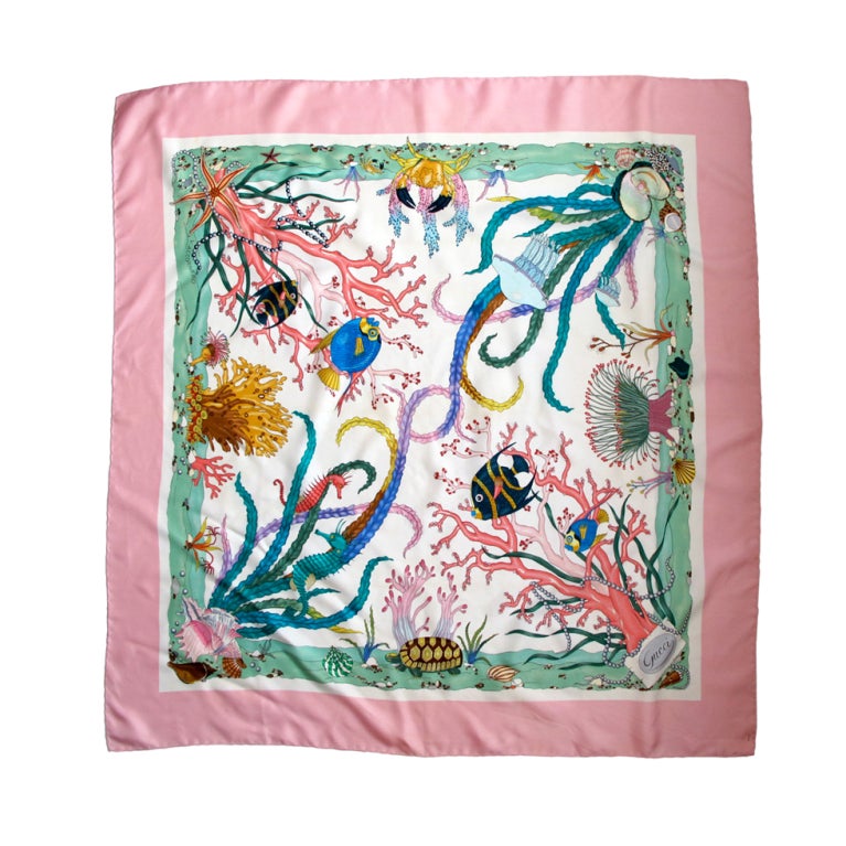 Gucci V. Accornero Sea Motif Scarf at 1stDibs | gucci v accornero scarf, gucci  v. accornero scarf, gucci sea