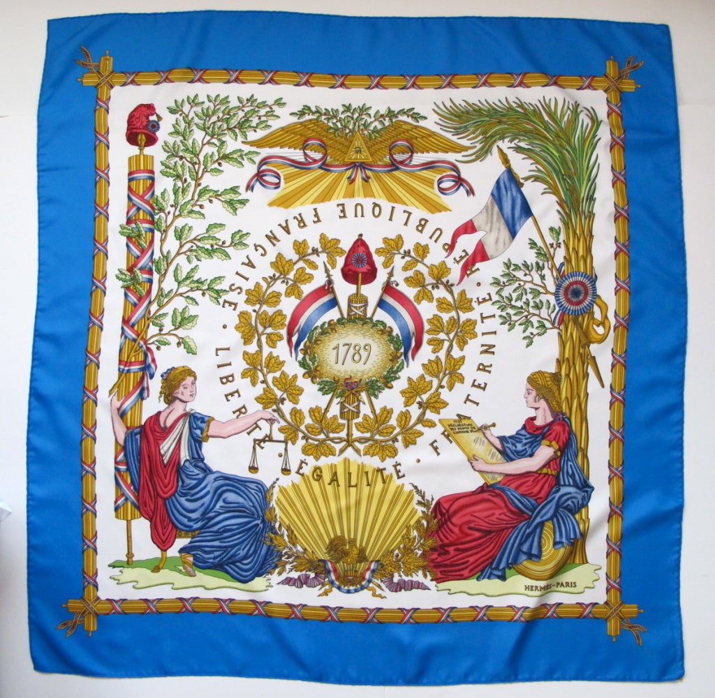 In celebration of the bicentennial of France's revolution, this 1989 design was created by Joachim Metz and featured prominently in both the house's clothing collection and accessories.