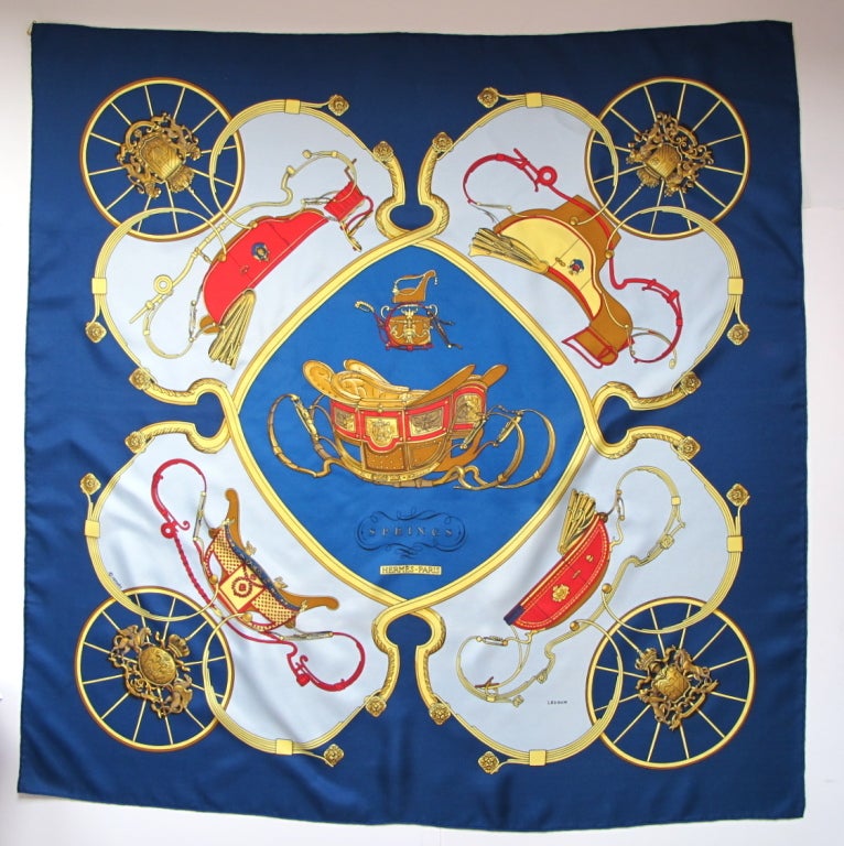 Rare Vintage Hermes "Springs" Silk Carre Scarf