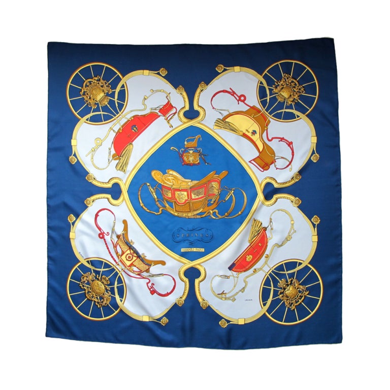 Rare Vintage Hermes "Springs" Silk Carre Scarf