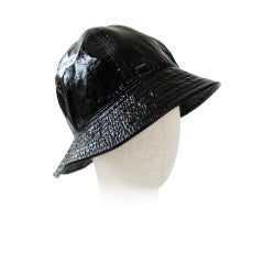 Chanel Black Patent Bucket Rain Hat