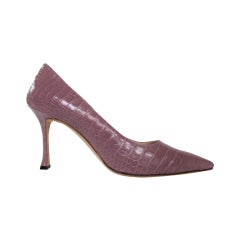 Manolo Blahnik Mauve Crocodile Pumps