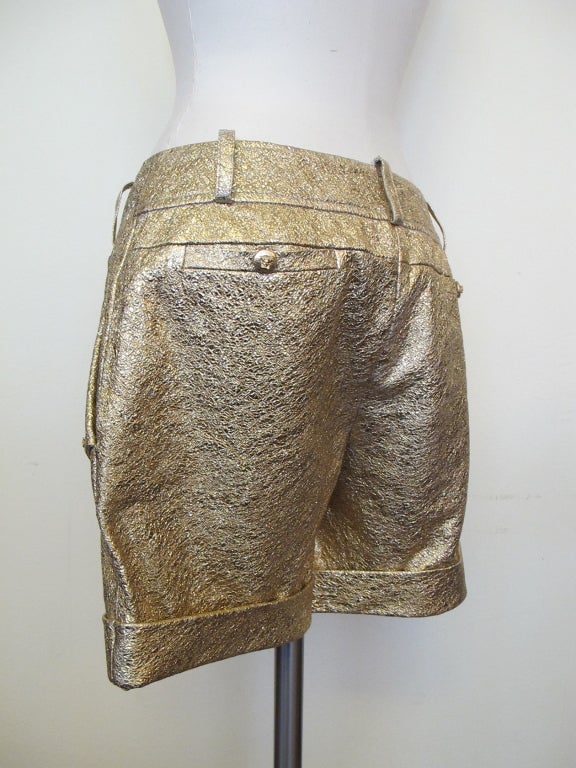 Gold Leather Versace Shorts For Sale 2