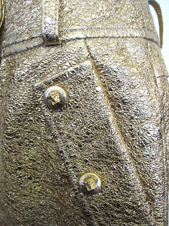 Gold Leather Versace Shorts For Sale 4