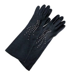 Aris 1950's Black Cotton Cocktail Gloves