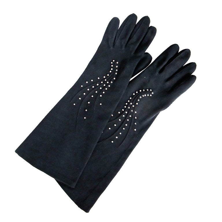 Aris 1950's Black Cotton Cocktail Gloves For Sale