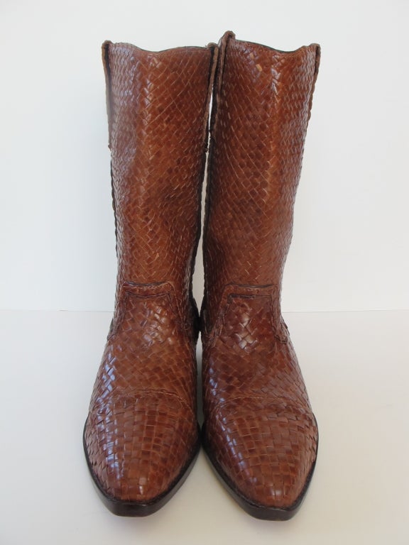 Vintage Bragano by Cole Haan woven leather boots.
