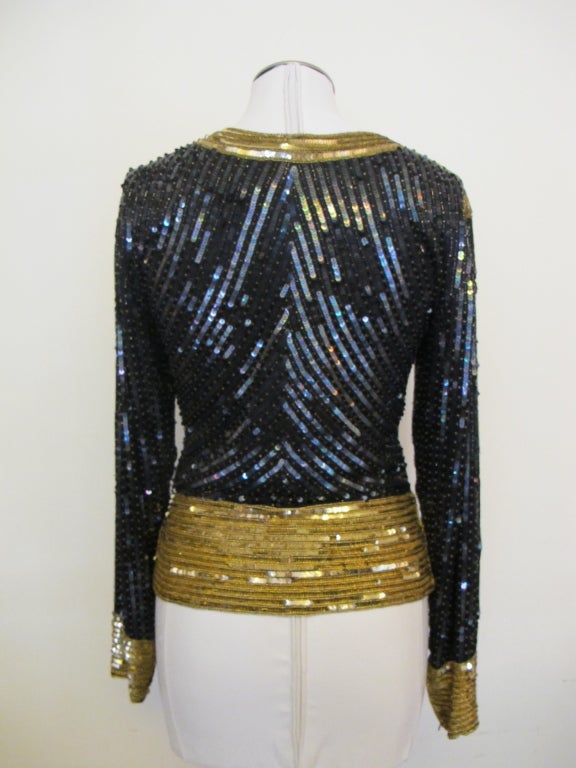 Women's 1980's Yves Saint Laurent Sequin and Beaded Blouse For Sale