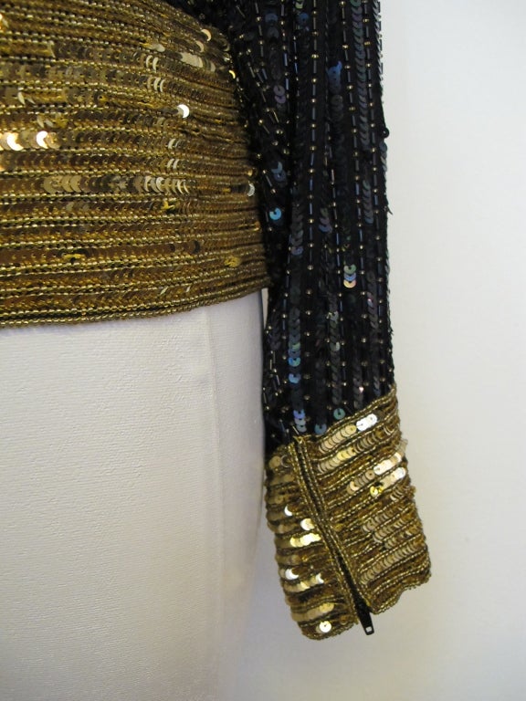 1980's Yves Saint Laurent Sequin and Beaded Blouse For Sale 1