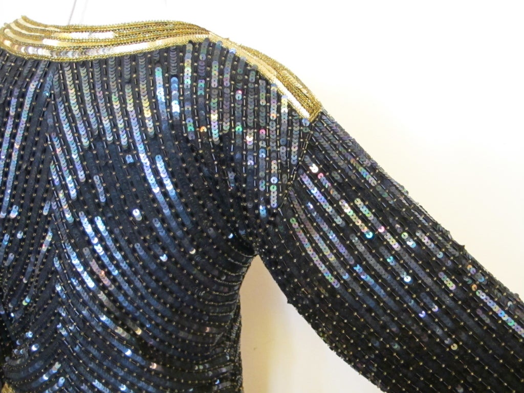 1980's Yves Saint Laurent Sequin and Beaded Blouse For Sale 2