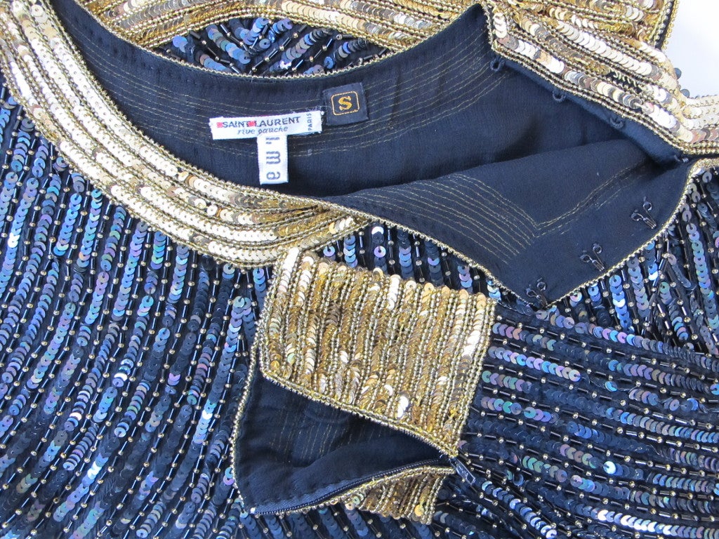 1980's Yves Saint Laurent Sequin and Beaded Blouse For Sale 5
