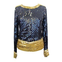 1980's Yves Saint Laurent Sequin and Beaded Blouse