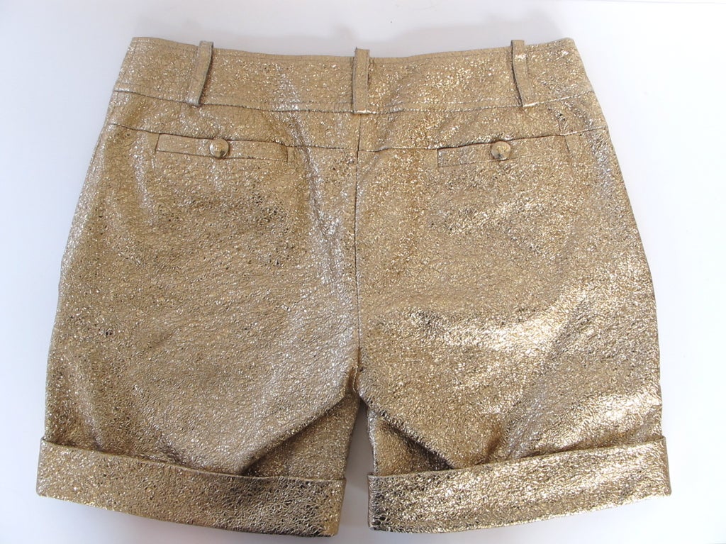 Gold Leather Versace Shorts For Sale 1