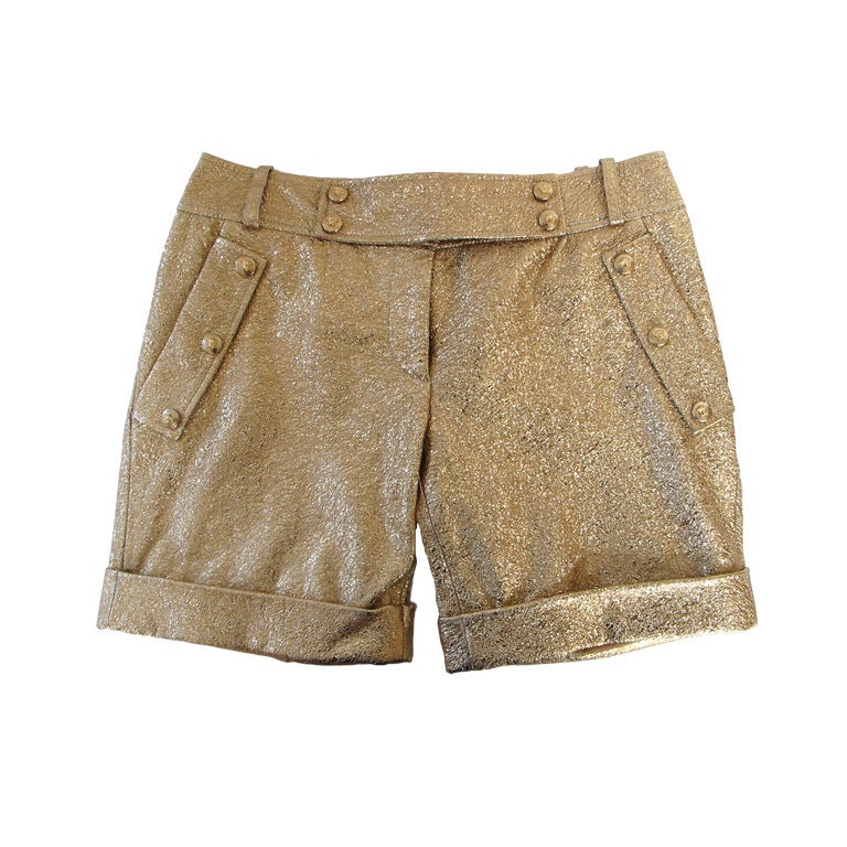 Gold Leather Versace Shorts For Sale