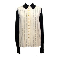 Vintage 1980's Chanel Cashmere and Silk "No Smoking" Blouse
