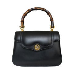 1970's "New" Gucci Black Leather Handbag