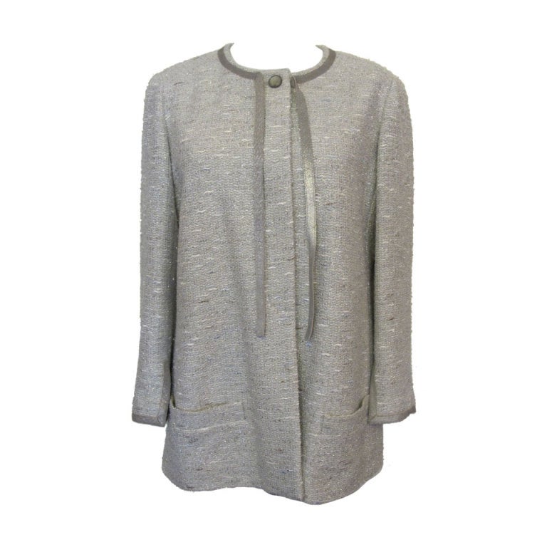 Chanel Light Silver Grey Jacket For Sale