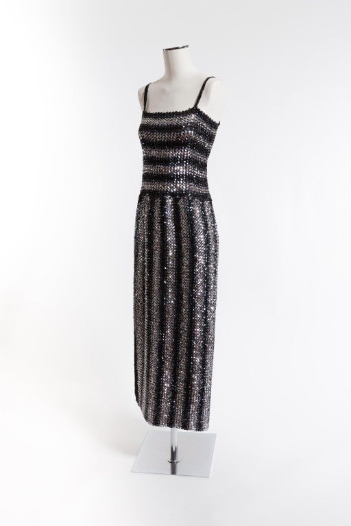 Black Courreges Stretch Sequin Party Dress For Sale