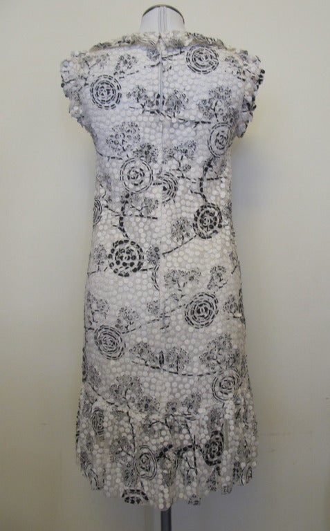 Gray Chanel Applique Disc Silk Chiffon Dress For Sale