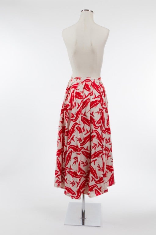 1970's Carlos Falchi Linen Skirt In Excellent Condition For Sale In San Francisco, CA