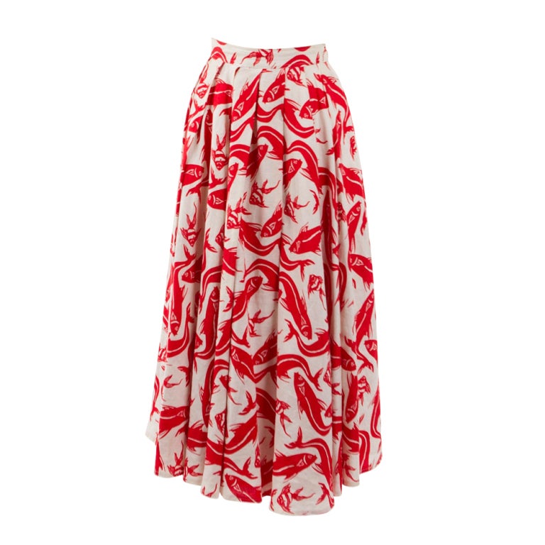 1970's Carlos Falchi Linen Skirt For Sale