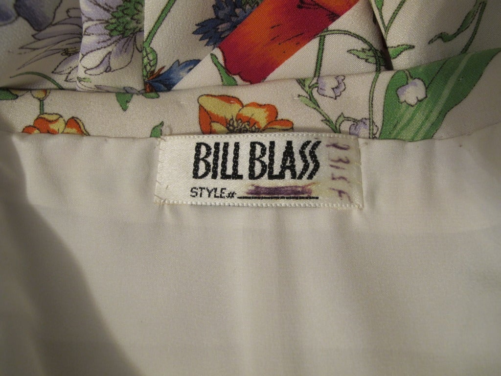 Bill Blass Floral Print Strapless Gown 5