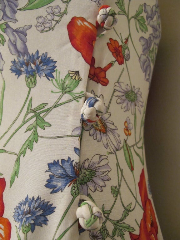 Bill Blass Floral Print Strapless Gown 1