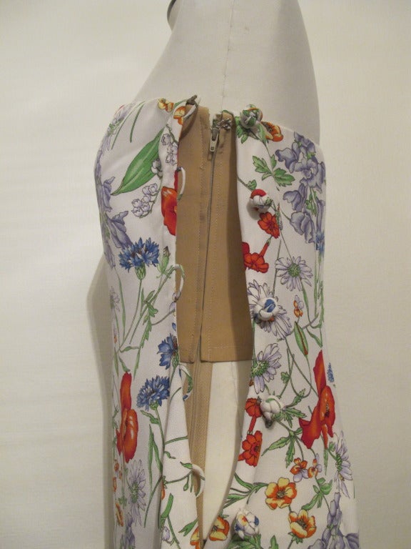 Bill Blass Floral Print Strapless Gown 4