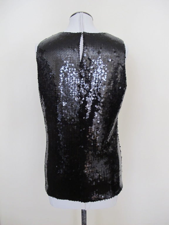 Classic Chanel Black Sequin Evening Blouse For Sale 1