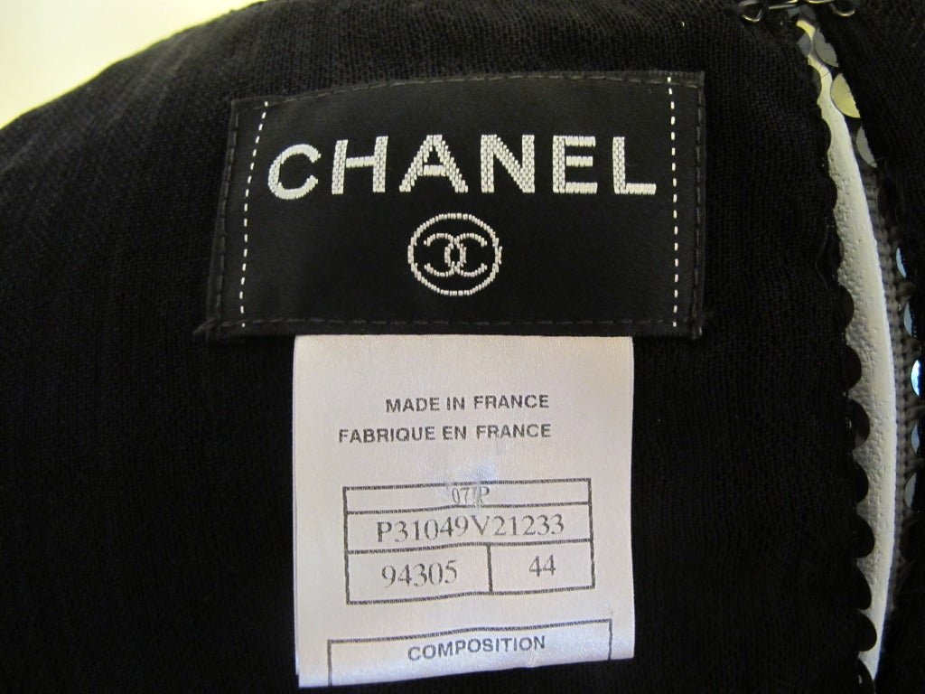 Classic Chanel Black Sequin Evening Blouse For Sale 5